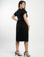 Vestido Midi Tubinho Alfaiataria Twill Preto
