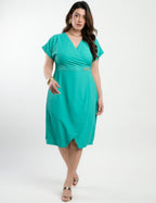 Vestido Midi Tubinho Alfaiataria Twill Verde