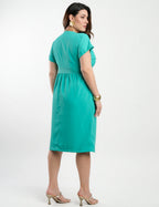 Vestido Midi Tubinho Alfaiataria Twill Verde