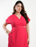 Vestido Midi Tubinho Alfaiataria Twill Coral