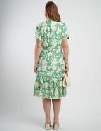 Vestido Midi Crepe Encorpado Estampado Verde