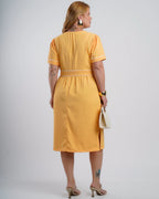 Vestido Curto Tubinho Alfaiataria Com Vivo Amarelo