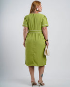 Vestido Curto Tubinho Alfaiataria Com Vivo Verde