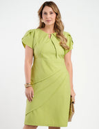 Vestido Midi Viscose Algodão Com Detalhe Vivo Verde