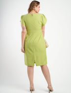Vestido Midi Viscose Algodão Com Detalhe Vivo Verde