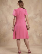 Vestido Curto Crepe Blusa Transpassada Pink