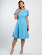 Vestido Curto Alfaiataria Pespontos Azul