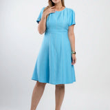 Vestido Curto Alfaiataria Pespontos Azul