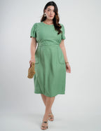 Vestido Midi Alfaiataria Com Nervuras Verde