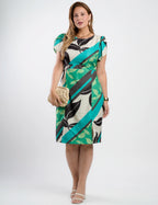 Vestido Midi Crepe Twill Estampado Verde