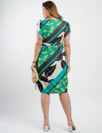 Vestido Midi Crepe Twill Estampado Verde