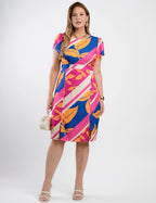 Vestido Midi Crepe Twill Estampado Pink