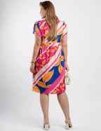 Vestido Midi Crepe Twill Estampado Pink