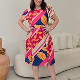 Vestido Midi Crepe Twill Estampado Pink