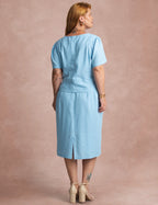 Vestido Curto liso Com Botão Azul