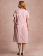 Vestido Curto liso Com Botão Rose