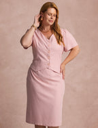 Vestido Curto liso Com Botão Rose