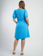 Vestido Curto Alfaiataria Com Pesponto Azul
