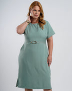 Vestido Midi Alfaiataria Com Fivela Verde