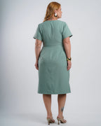 Vestido Midi Alfaiataria Com Fivela Verde