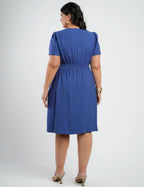 Vestido Curto Alfaiataria Com Botão Frontal Marinho