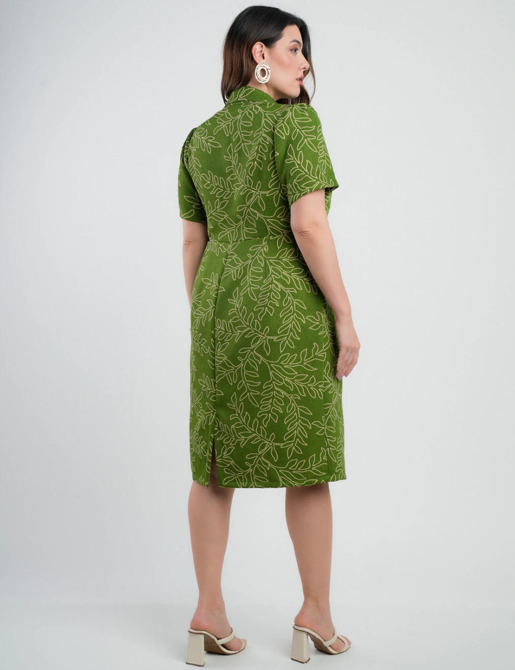 Vestido Curto Alfaiataria Estampado Tubinho Verde