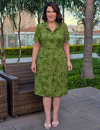 Vestido Curto Alfaiataria Estampado Tubinho Verde