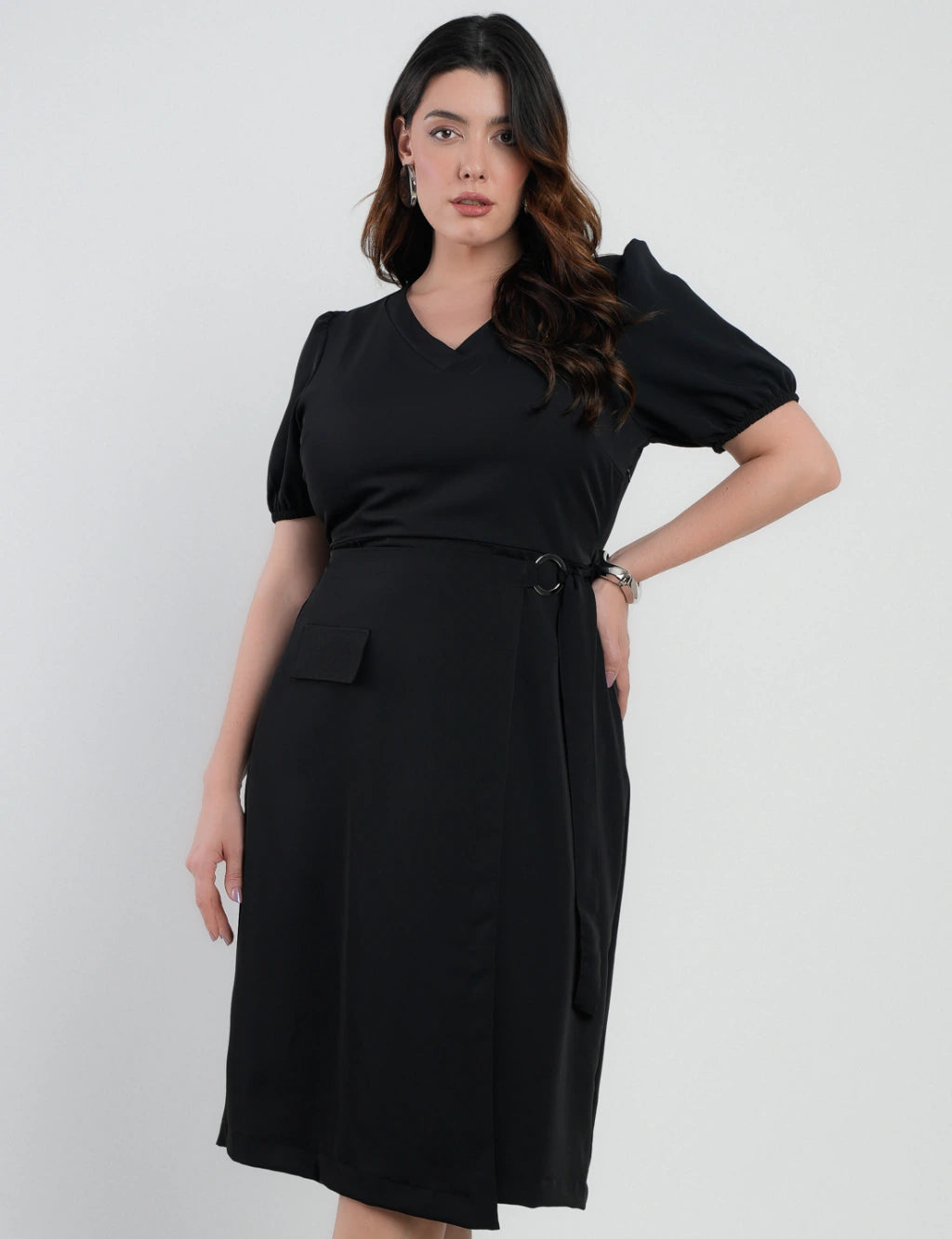 Vestido Midi Two Way Amarração Com Argola Preto