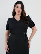 Vestido Midi Two Way Amarração Com Argola Preto