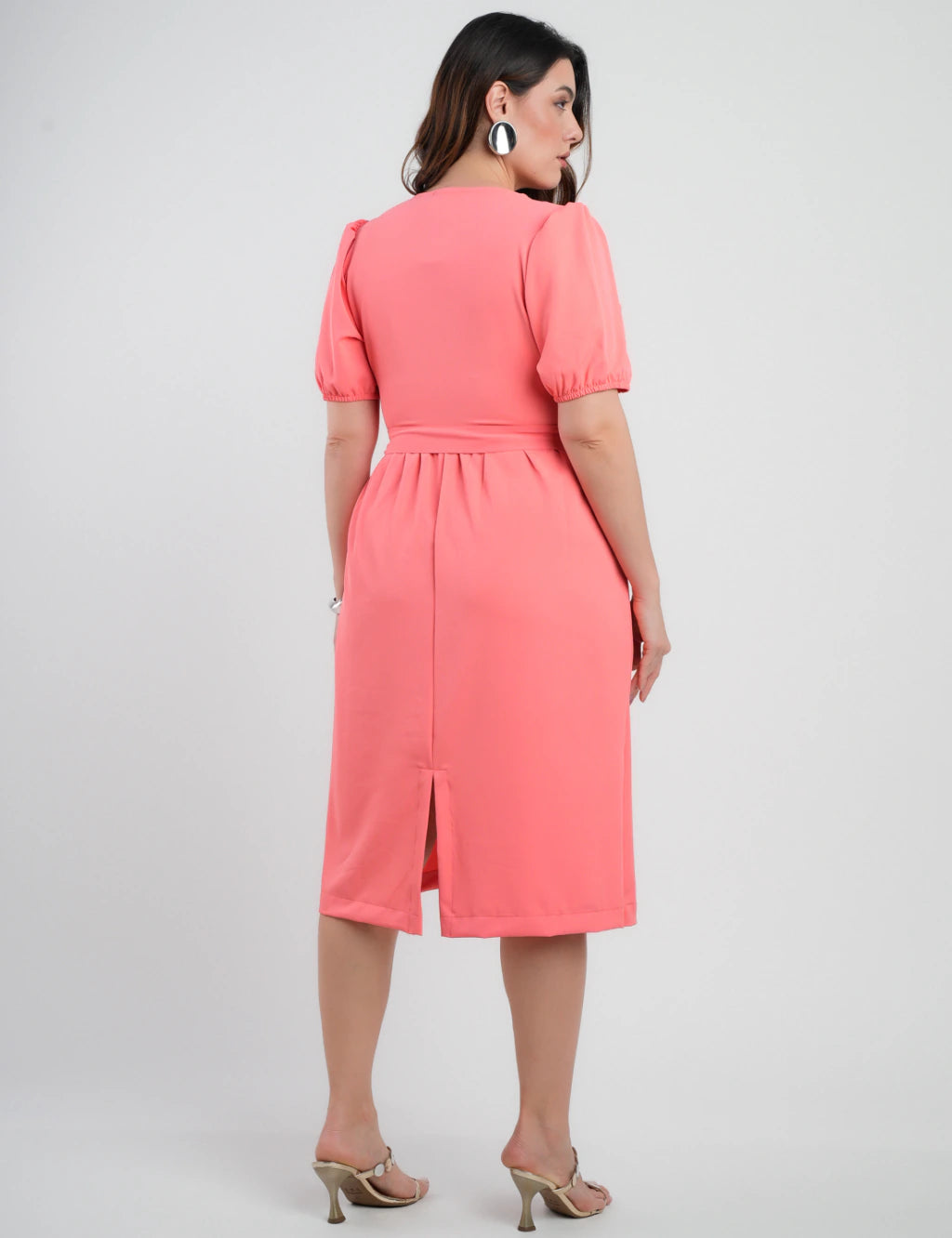 Vestido Midi Two Way Amarração Com Argola Salmão