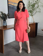 Vestido Midi Two Way Amarração Com Argola Salmão