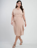 Vestido Midi Two Way Amarração Com Argola Bege