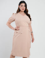 Vestido Midi Two Way Amarração Com Argola Bege
