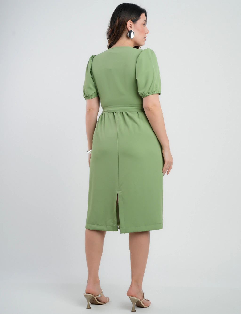 Vestido Midi Two Way Amarração Com Argola Verde