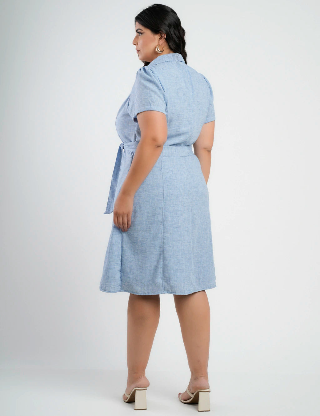 Vestido Midi Limen Com Cinto Azul