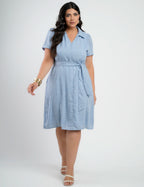 Vestido Midi Limen Com Cinto Azul