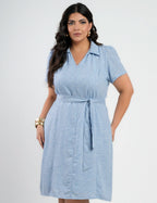 Vestido Midi Limen Com Cinto Azul