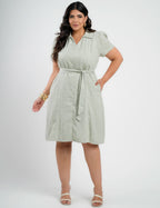 Vestido Midi Limen Com Cinto Verde
