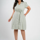 Vestido Midi Limen Com Cinto Verde