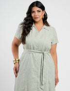 Vestido Midi Limen Com Cinto Verde