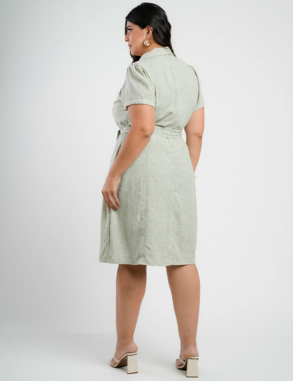 Vestido Midi Limen Com Cinto Verde
