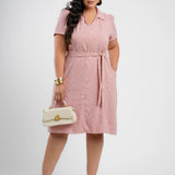 Vestido Midi Limen Com Cinto Vermelho