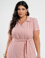 Vestido Midi Limen Com Cinto Vermelho