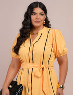 Vestido Curto Alfaiataria Chemise Com Vivo Amarelo