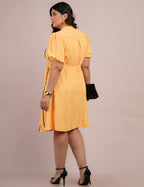 Vestido Curto Alfaiataria Chemise Com Vivo Amarelo
