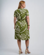 Vestido Midi Viscose Estampado Com Vivo Verde