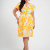 Vestido Midi Linho Estampado Amarelo