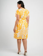 Vestido Midi Linho Estampado Amarelo