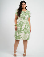 Vestido Midi Linho Estampado Verde