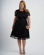 Vestido Midi Tule Com Bordado Preto